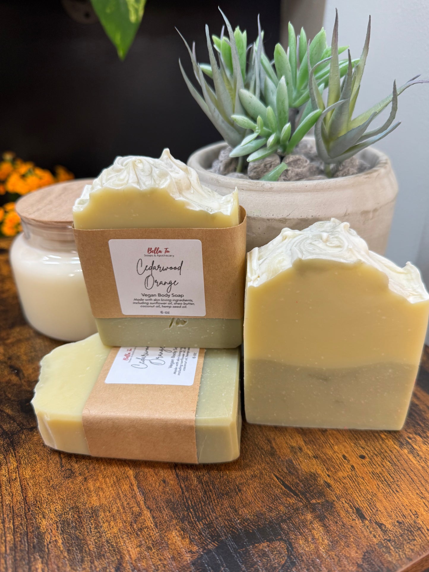 Cedarwood Orange cold process vegan body soap