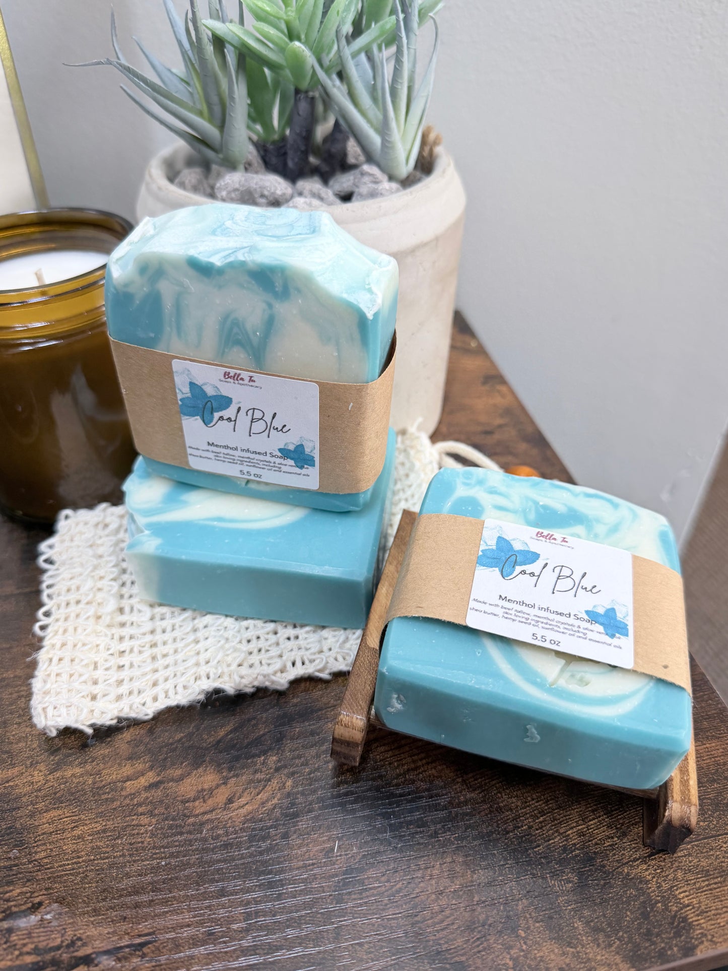 Cool Blue menthol beef tallow soap