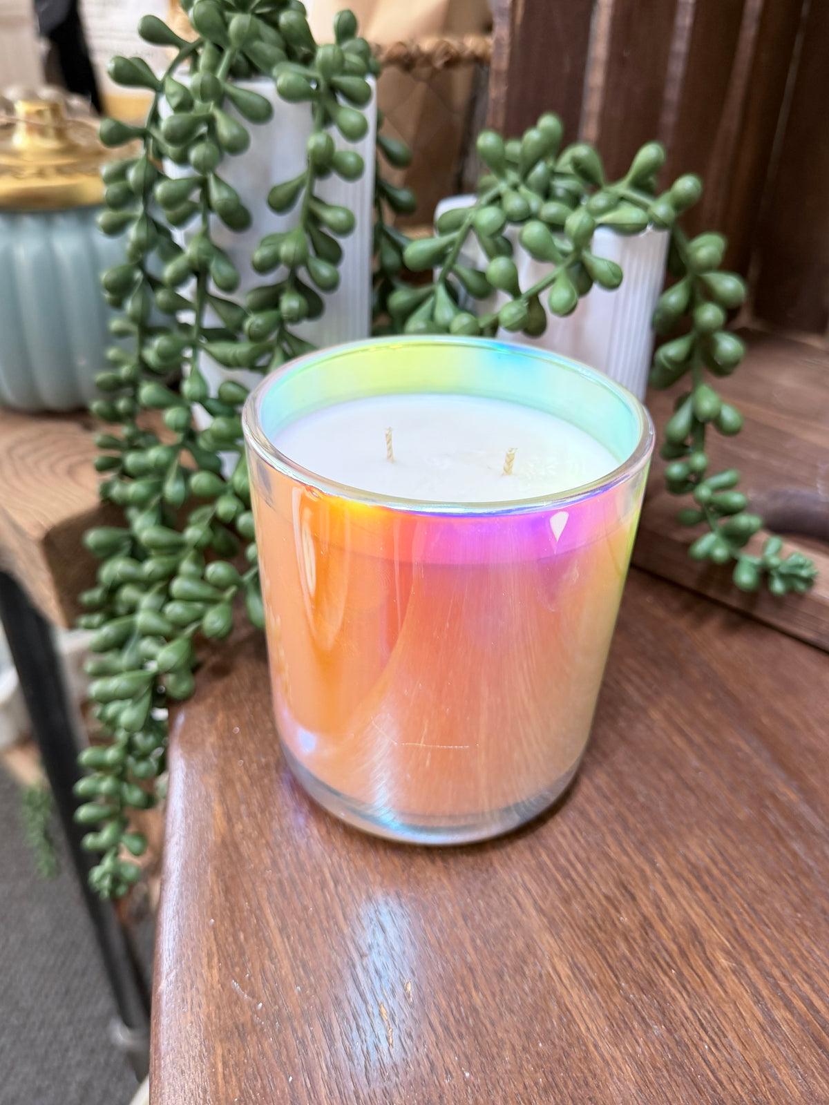 Iridescent Luxury Candle, double Wick Beautiful clean candle