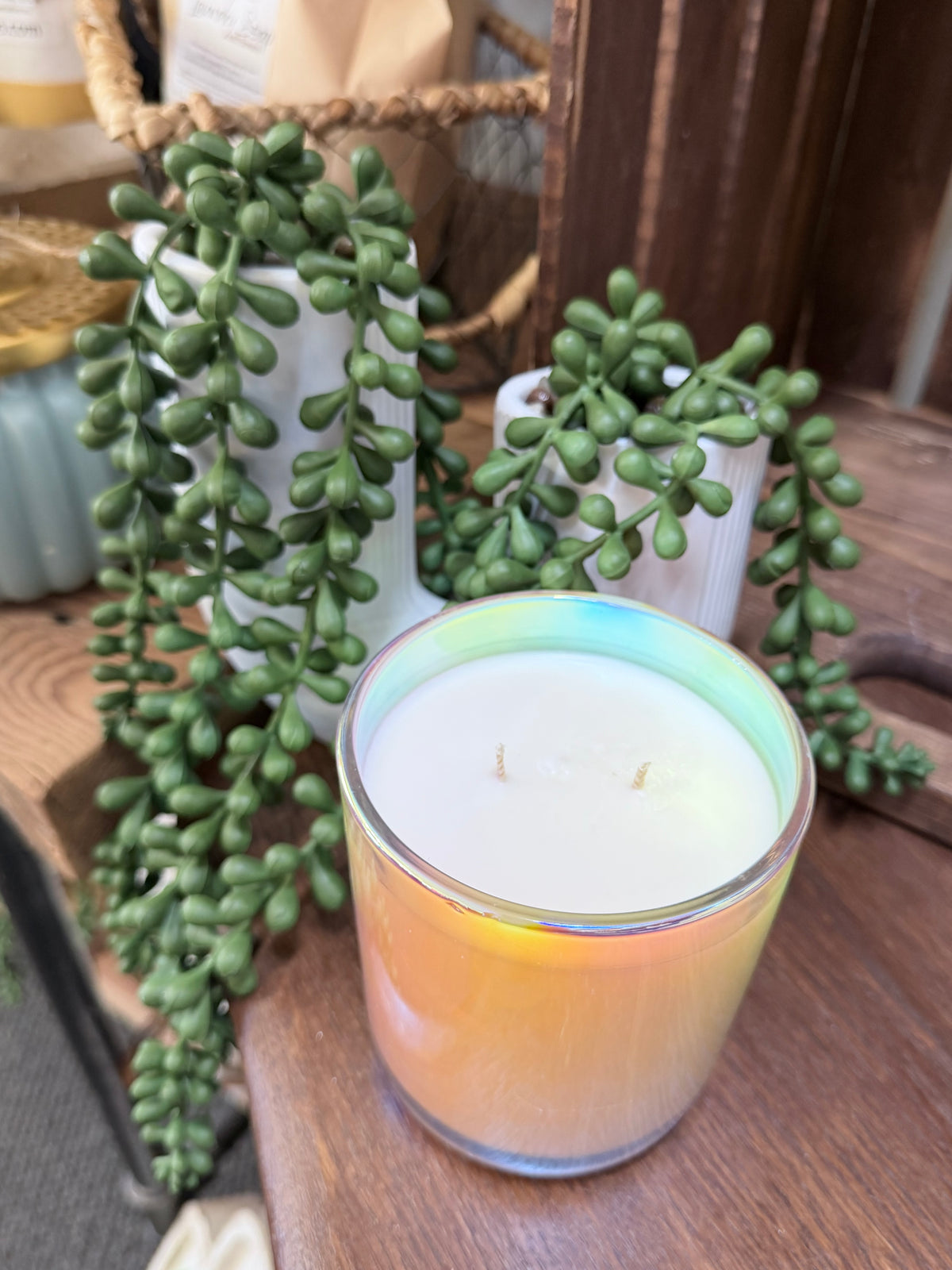 Iridescent Luxury Candle, double Wick Beautiful clean candle
