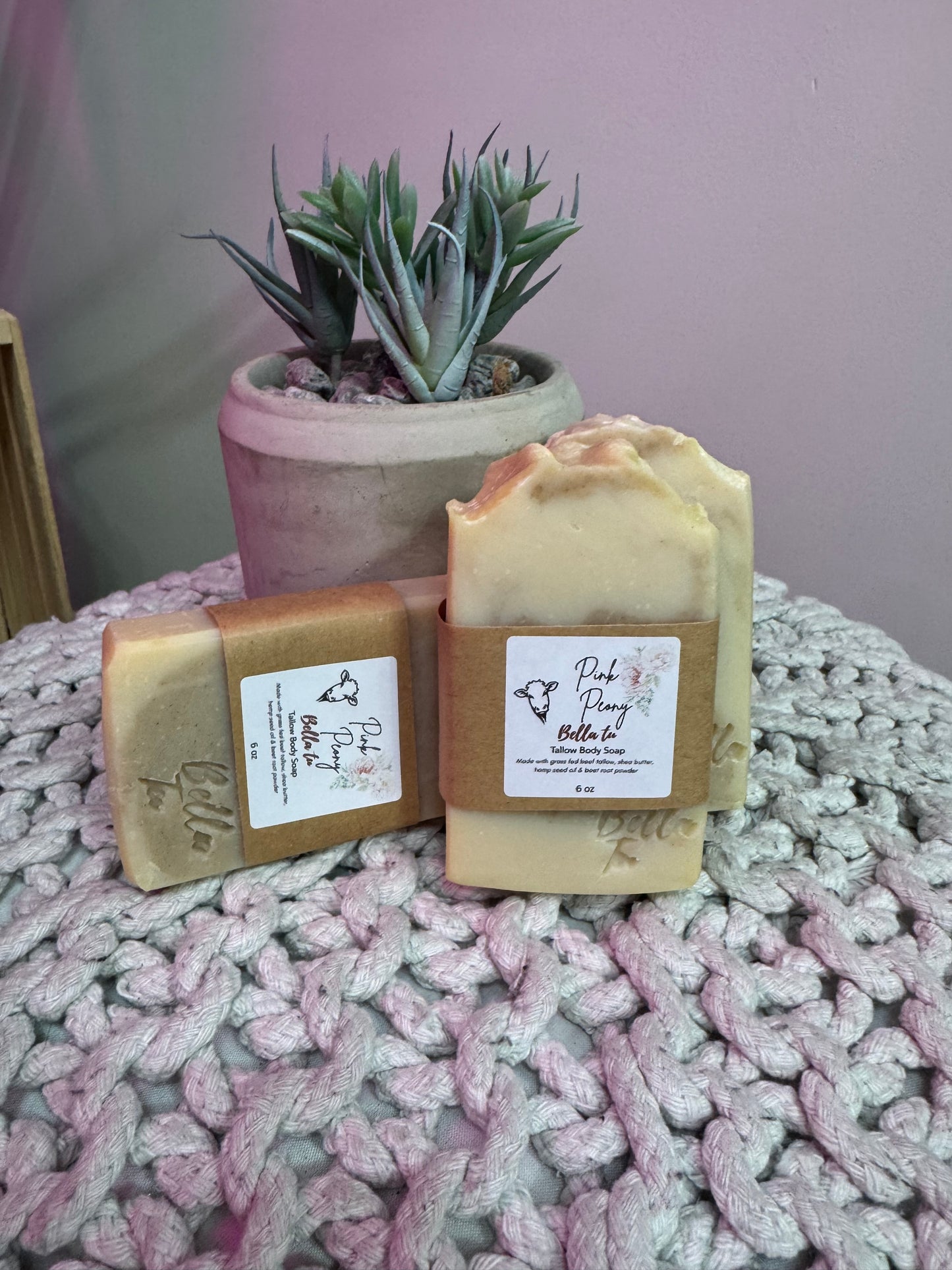 Pink Peony Beef Tallow Cold Process soap