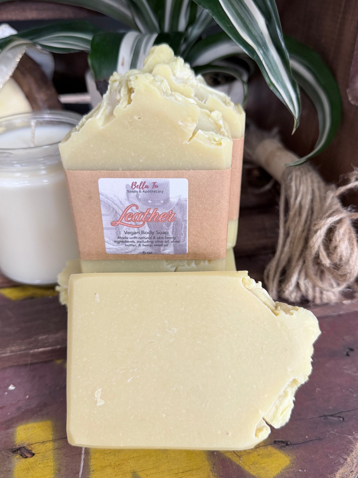 Leather Cold process Soap Artisian vegan soap