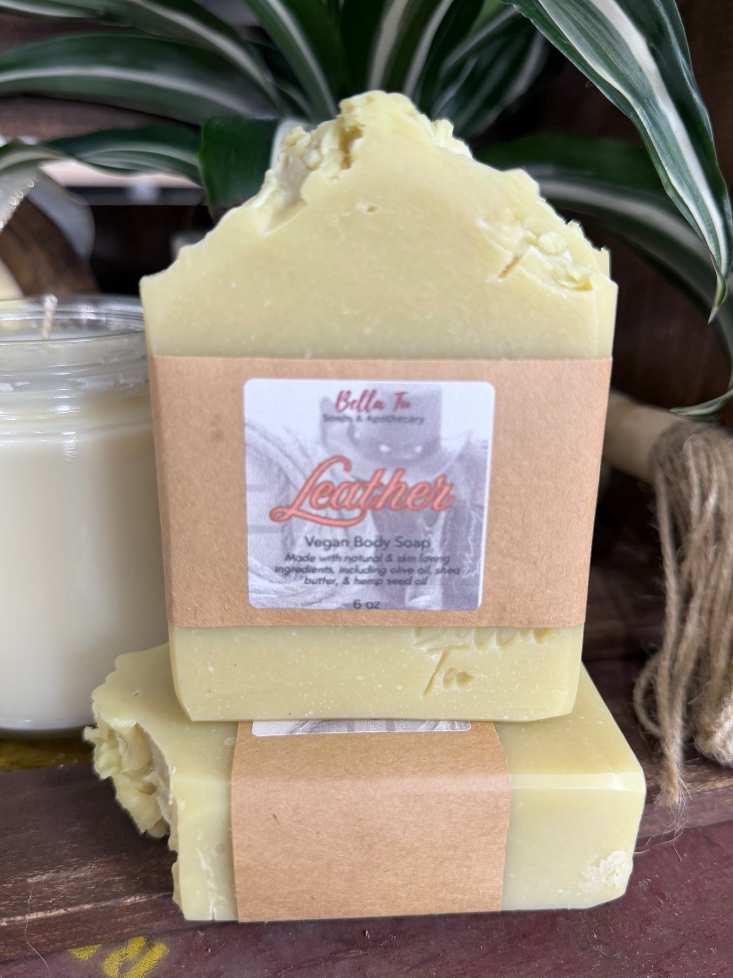 Leather Cold process Soap Artisian vegan soap