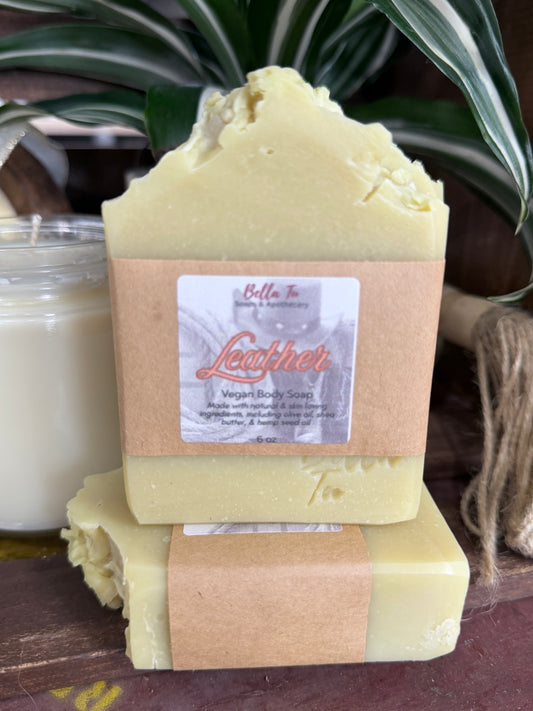 Leather Cold process Soap Artisian vegan soap